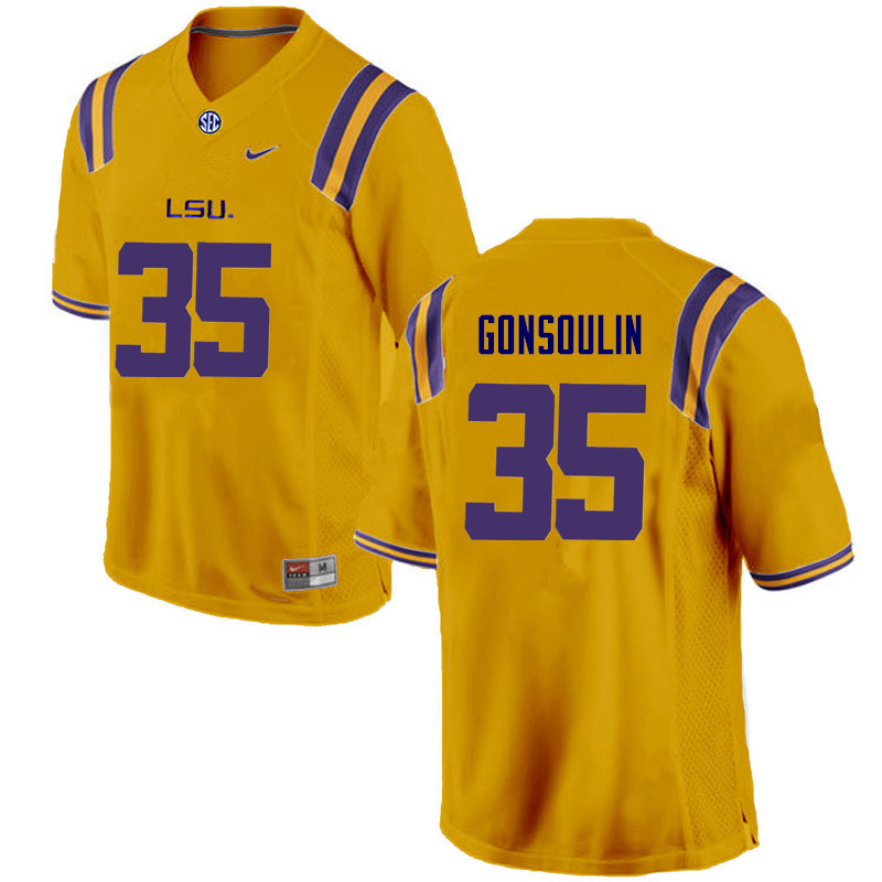 Men LSU Tigers #35 Jack Gonsoulin College Football Jerseys Game-Gold